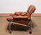 Chrome and Aged Brown Eva Lounge Chair Leather by Lindlöfs Möbler, 1960s, Image 6