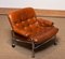 Chrome and Aged Brown Eva Lounge Chair Leather by Lindlöfs Möbler, 1960s, Image 10