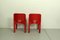 Red Joe Colombo Universale Plastic Chair by Kartell, Italy, 1967, Set of 2 3