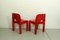 Red Joe Colombo Universale Plastic Chair by Kartell, Italy, 1967, Set of 2, Image 4