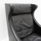 Black Leather Wingchair and Footstool by Borge Mogensen for Fredericia, 1960s, Set of 2 14