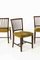 Vintage Esszimmerstühle aus Holz & ockergelbem Stoff, 1960er, 4er Set 5