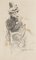 Sconosciuto, figura seduta, disegno originale a matita, XX secolo, Immagine 1