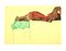 After Egon Schiele, Nudo maschile disteso con stoffa verde, XX secolo, Litografia originale, Immagine 1