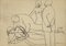 Mino Maccari, Sickness, dibujo original al carboncillo, años 60, Imagen 1
