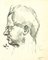 Mino Maccari, Ritratto di uomo con occhiali, disegno originale a penna, anni '60, Immagine 1