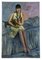Antonio Feltrinelli, Fille avec Chien, Peinture Originale sur Toile, 1929 1