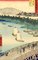 Utagawa Hiroshige, Yoshida Station, Xilografía original, 1855, Imagen 1