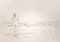 Anthony Roaland, Man Walking on the Beach, Disegno a matita originale, 1981, Immagine 1