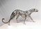 Art Deco Silver Plate & Bronze Cheetah Cat in Statue 3