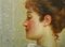 Artiste anglais, Portrait of Edwardian Lady Reading, 1980s, huile sur toile, encadré 5
