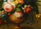Artista, Paesi Bassi, Natura morta con spray floreale, anni '80, dipinto a olio, con cornice, Immagine 3