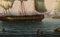 Boston Docks Seascape with American Clipper Sailboat, Oil Painting, Framed 6