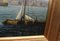 Boston Docks Seascape with American Clipper Sailboat, Oil Painting, Framed 4