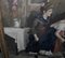 Artista español, Escena con los ojos vendados, años 80, Gran óleo sobre lienzo, Enmarcado, Imagen 10