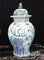 Blue and White Porcelain Temple Jars with Ming Foo Dogs, Set of 2 11