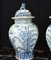 Blue and White Porcelain Temple Jars with Ming Foo Dogs, Set of 2 5