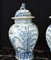 Temple Jars en Porcelaine Bleue et Blanche avec Chiens Ming Foo, Set de 2 5
