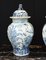 Blue and White Porcelain Temple Jars with Ming Foo Dogs, Set of 2 3