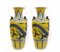 Imperial Ming Chinese Yellow Porcelain Painted Dragon Vases, Set of 2 1