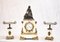 Empire French Marble Mantel Clock and Bronze Figurine, 1890s, Set of 3 7