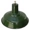 Vintage Industrial Green Enamel Pendant Light in Opaline Glass 3