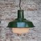 Vintage Industrial Green Enamel Pendant Light in Opaline Glass 7