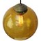 Vintage Dutch Globe Pendant Lamps in Amber Bubble Glass and Brass 3
