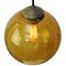 Vintage Dutch Globe Pendant Lamps in Amber Bubble Glass and Brass, Image 3