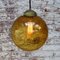 Vintage Dutch Globe Pendant Lamps in Amber Bubble Glass and Brass 5