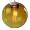 Vintage Dutch Globe Pendant Lamps in Amber Bubble Glass and Brass 4