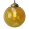 Vintage Dutch Globe Pendant Lamps in Amber Bubble Glass and Brass 2