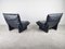 Vintage Italian Armchairs in Black Leather by Vico Magistretti, 1980, Set of 2 6