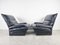 Vintage Italian Armchairs in Black Leather by Vico Magistretti, 1980, Set of 2 5