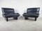 Vintage Italian Armchairs in Black Leather by Vico Magistretti, 1980, Set of 2 4
