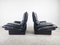 Vintage Italian Armchairs in Black Leather by Vico Magistretti, 1980, Set of 2 7