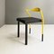 Italian Space Age Chair in Black Leather and Yellow Metal, 1970s 8
