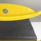 Silla italiana era espacial de cuero negro y metal amarillo, años 70, Imagen 9