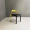 Chaise Space Age en Cuir Noir et Métal Jaune, Italie, 1970s 3