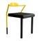 Italian Space Age Chair in Black Leather and Yellow Metal, 1970s, Image 1