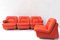 Mid-Century Modular Sofa in Orange Leather from Dreipunkt, 1970s, Set of 4 3