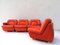 Mid-Century Modular Sofa in Orange Leather from Dreipunkt, 1970s, Set of 4, Image 11