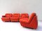 Modulares Mid-Century Sofa aus orangefarbenem Leder von Dreipunkt, 1970er, 4er Set 11