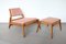 Mid-Century East German Hunting Chair with Ottoman in Oak, 1960, Set of 2 1