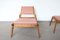 Mid-Century East German Hunting Chair with Ottoman in Oak, 1960, Set of 2 5