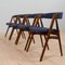 Mid-Century Danish Teak & Blue Wool Dining Chairs by Th. Harlev for Farstrup Furniture, 1950s, Set of 4 3