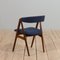 Dänische Mid-Century Esszimmerstühle aus Teak & Blauer Wolle von Th. Harlev für Farstrup Furniture, 1950er, 4er Set 6