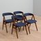 Mid-Century Danish Teak & Blue Wool Dining Chairs by Th. Harlev for Farstrup Furniture, 1950s, Set of 4 1