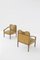 Vintage Wooden Fabric and Brass Armchairs, 1950s, Set of 2 8