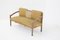 Vintage Fabric and Brass Wooden Sofa, 1950s 1